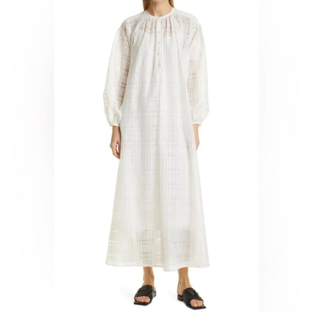 BIRGITTE HERSKIND Karma Organza Long Sleeve Maxi Dress in White